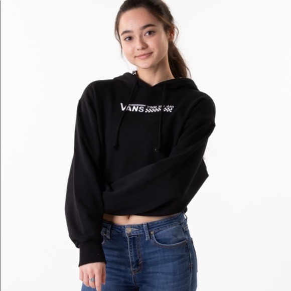 Vans Strait Out Turvy Cropped Hoodie Black Women’s - Picture 5 of 8